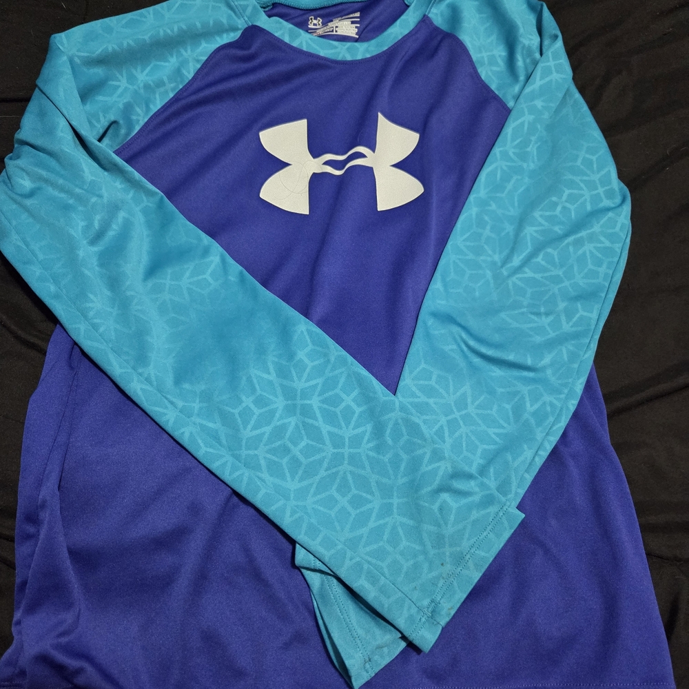 Under Armour Kids Teal and Blue Long Sleeve Tee